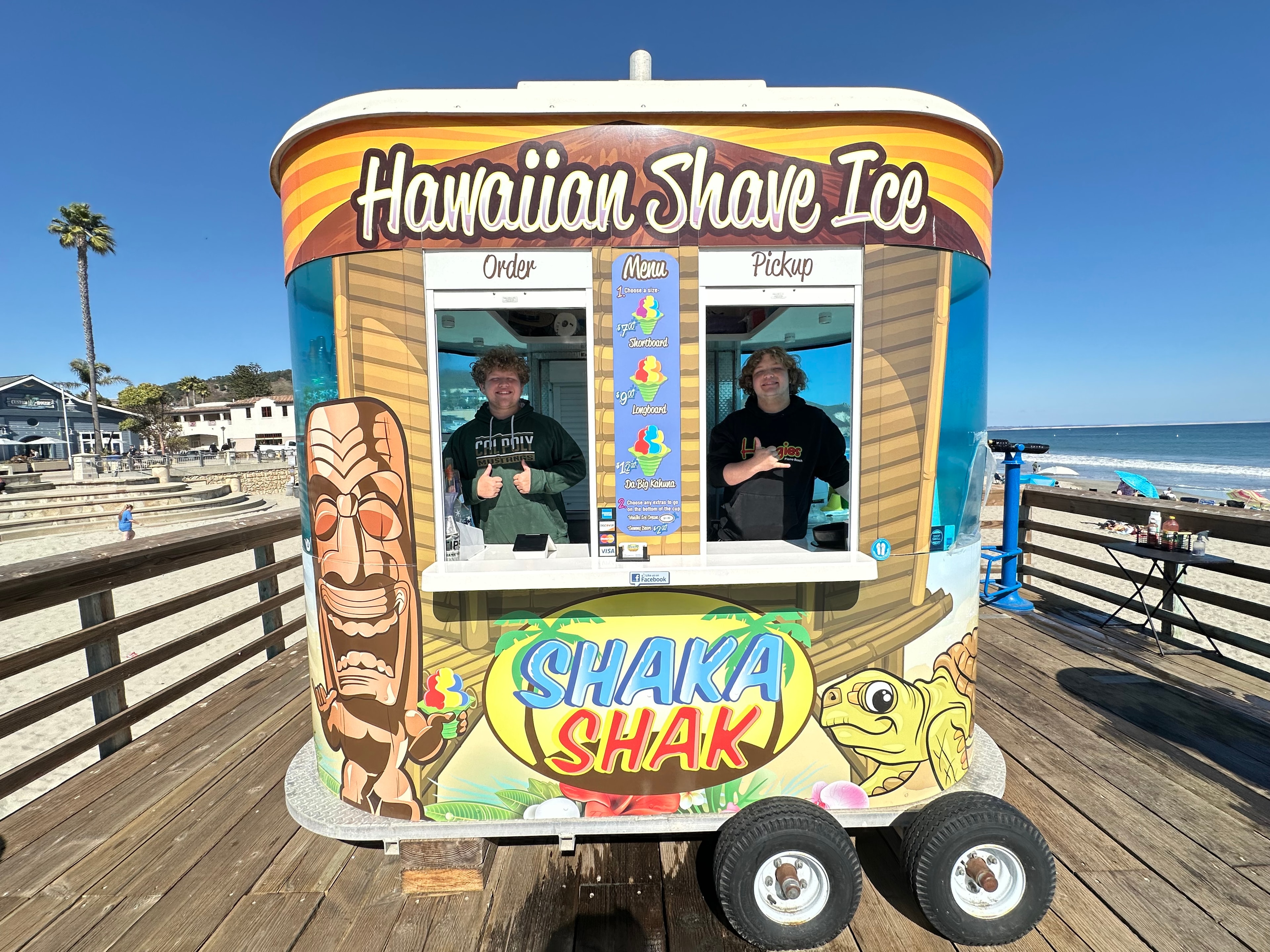 Shaka Shak Hawaiian Shave Ice cart on the boardwalk